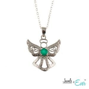 Angel Pendant Chain Set with Genuine Emerald
